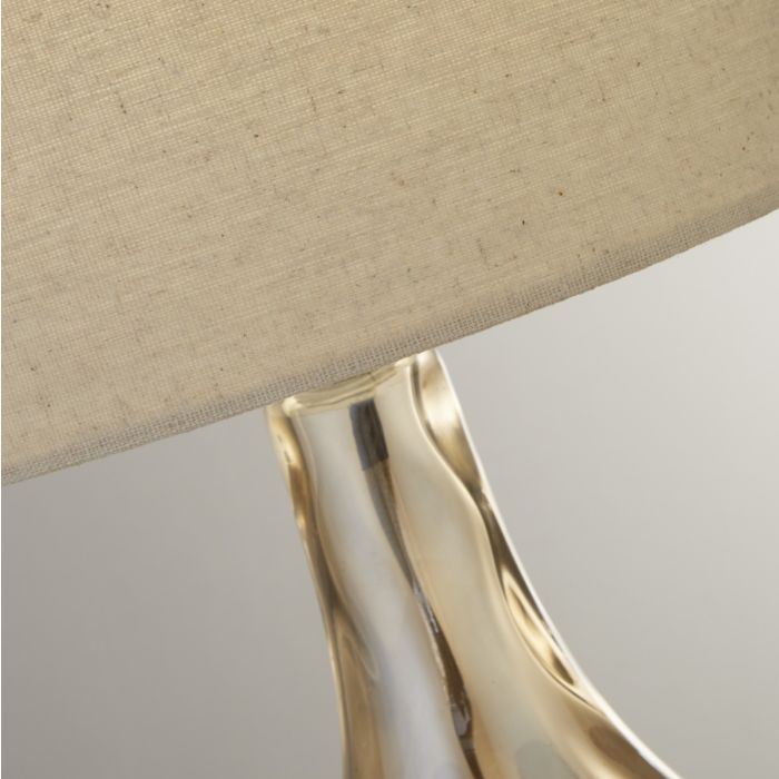 Amber Glass Lamp With Linen Shade