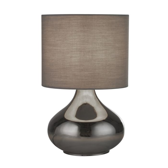 Smoke Glass Table Lamp With Grey Shade