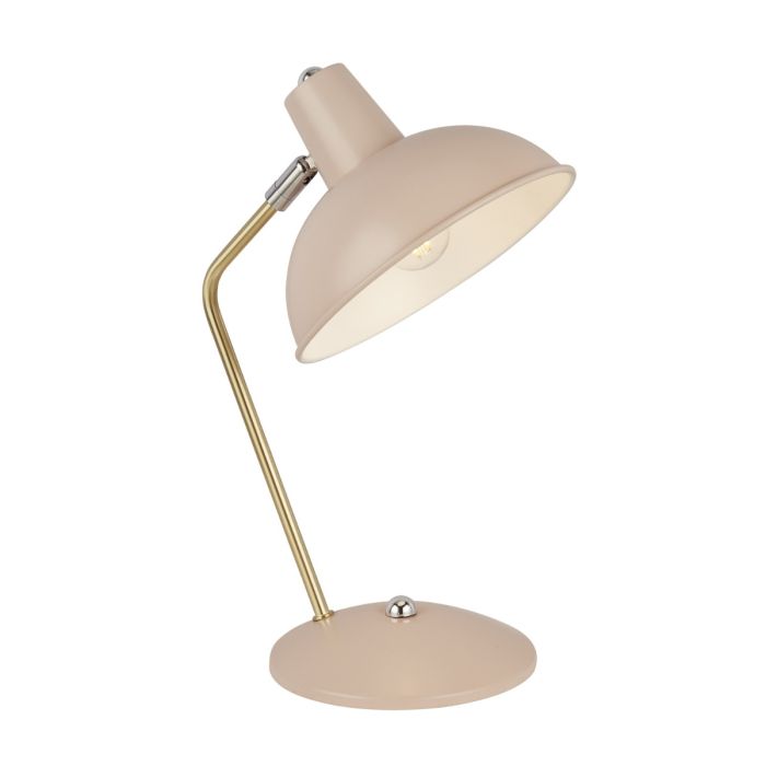 Blush Pink Task Lamp With Pale Gold Stem