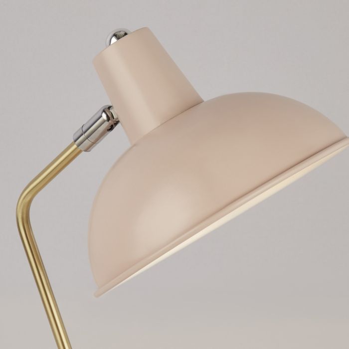 Blush Pink Task Lamp With Pale Gold Stem