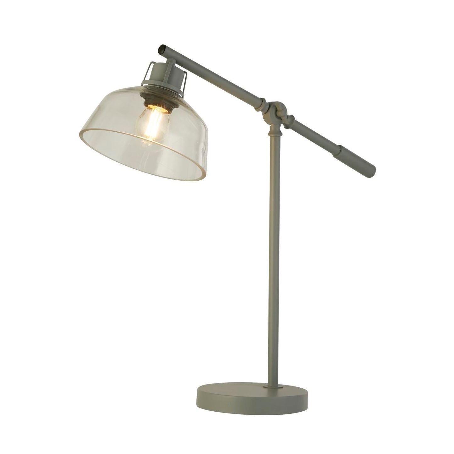 Clear Glass And Grey Task Table Lamp