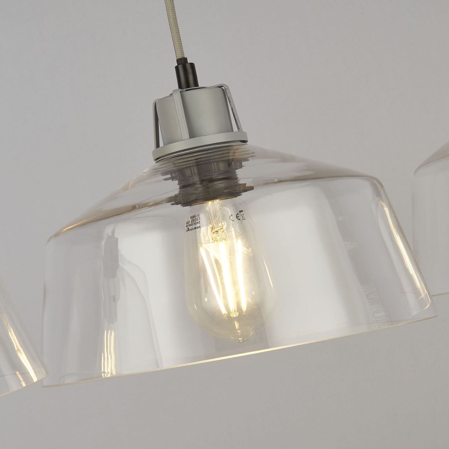 Clear Glass And Grey 3 Light Diner Bar Pendant