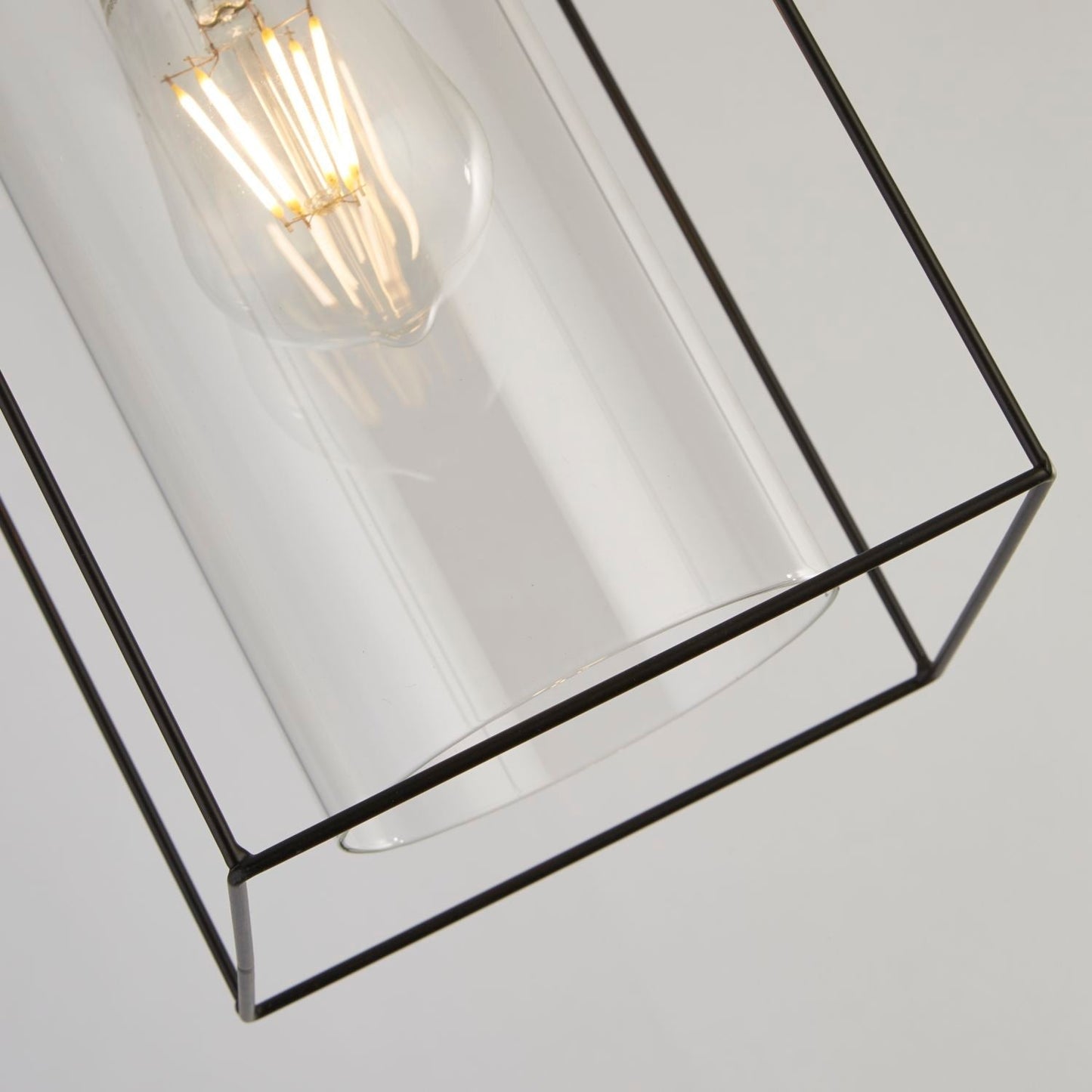 Black Frame Single Pendant Light with Clear Inner Glass