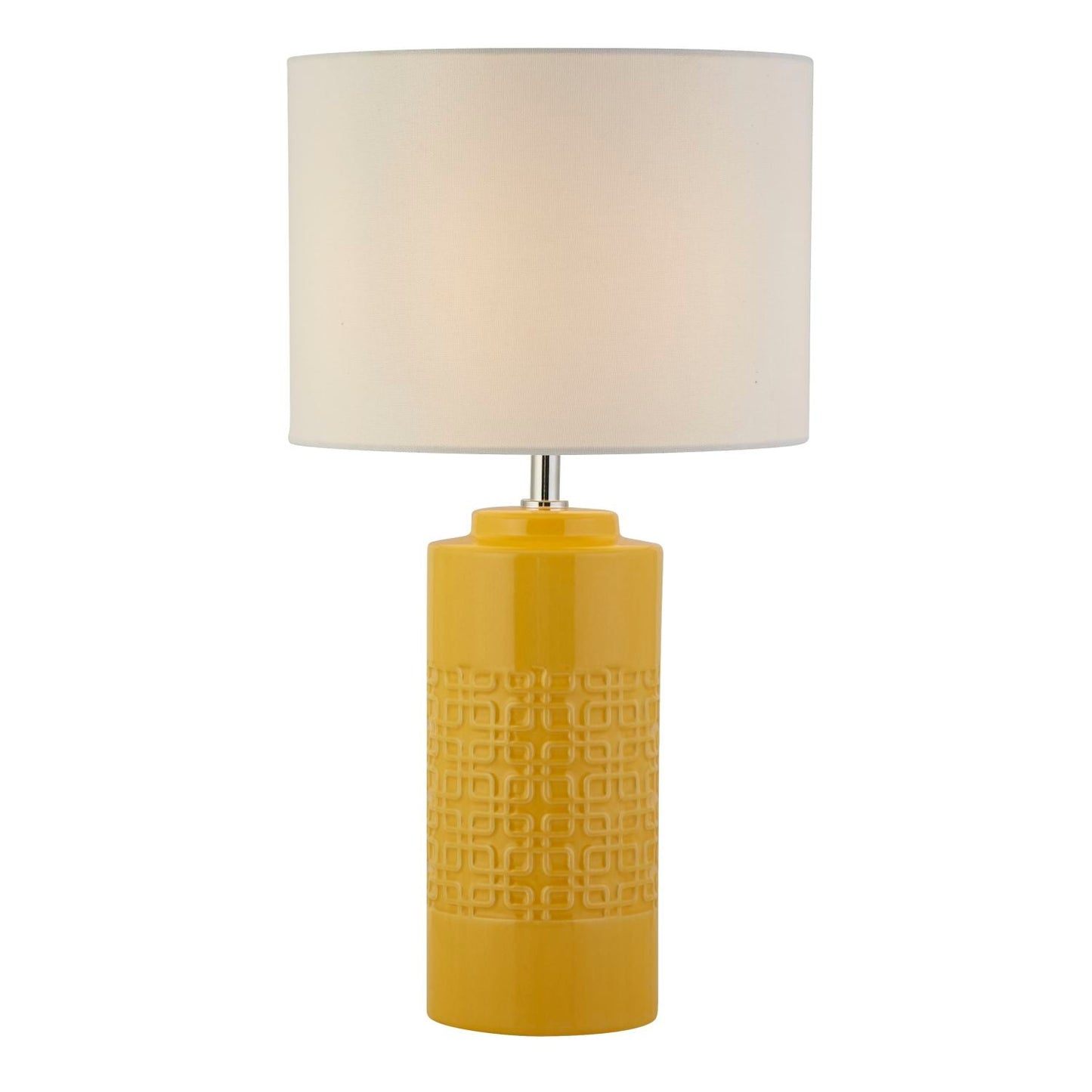 Ochre Textured Ceramic Table Lamp with White Shade