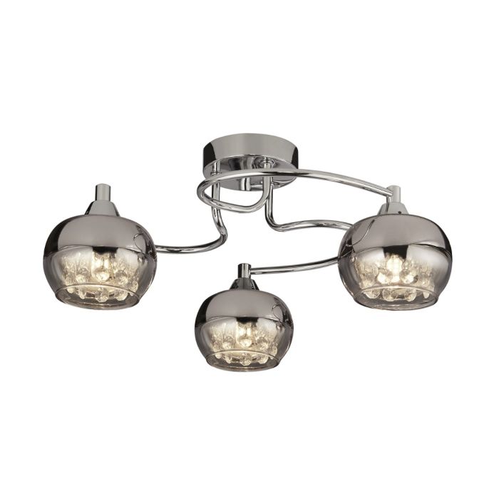 3Lt Chrome Glass Flush Ceiling Light