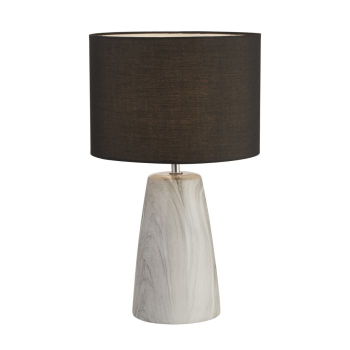 Marble Effect Table Lamp With Black Shade