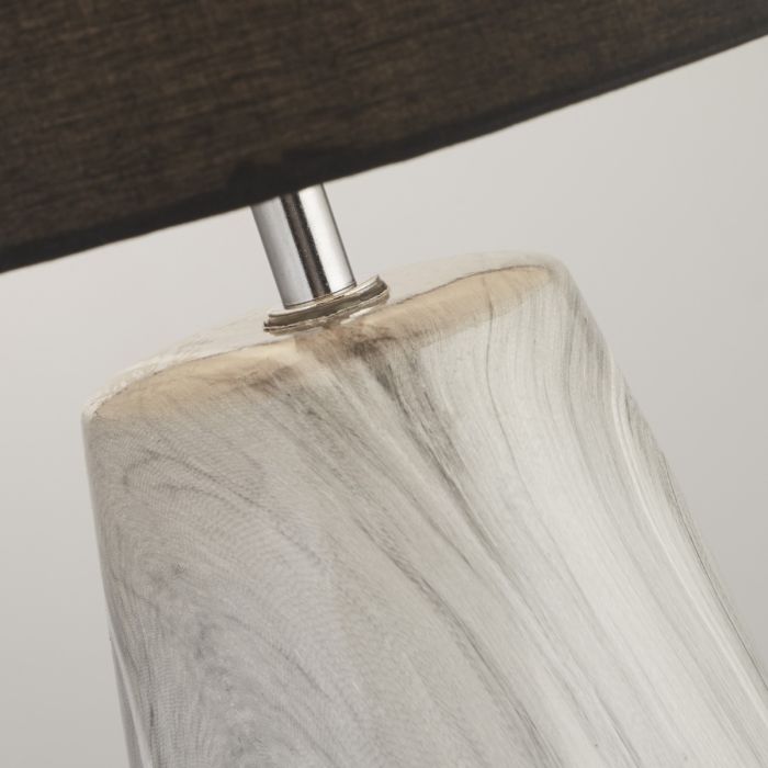 Marble Effect Table Lamp With Black Shade