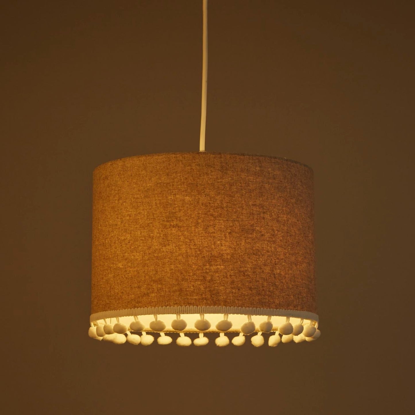 Natural Linen Pom Pom Trim Light Shade