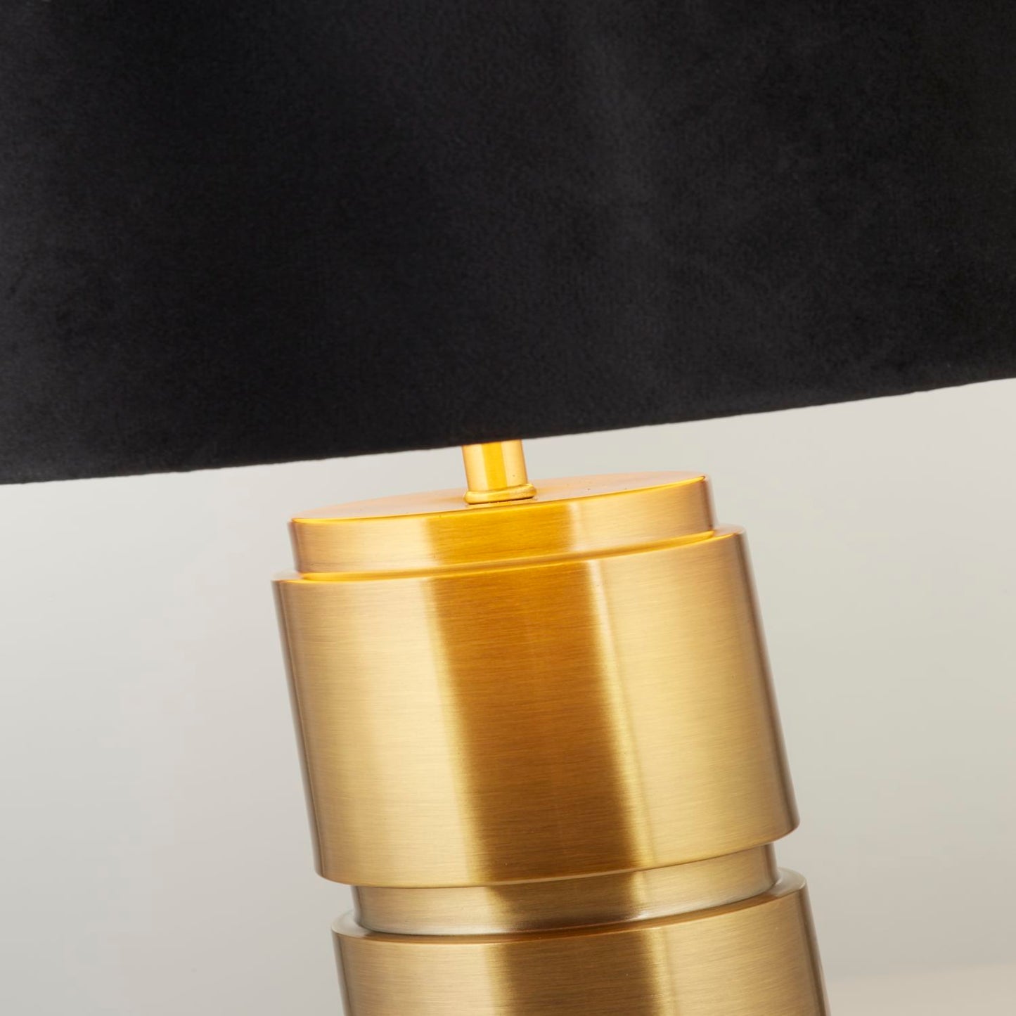 Brushed Gold Table Lamp with Black Velvet Shade