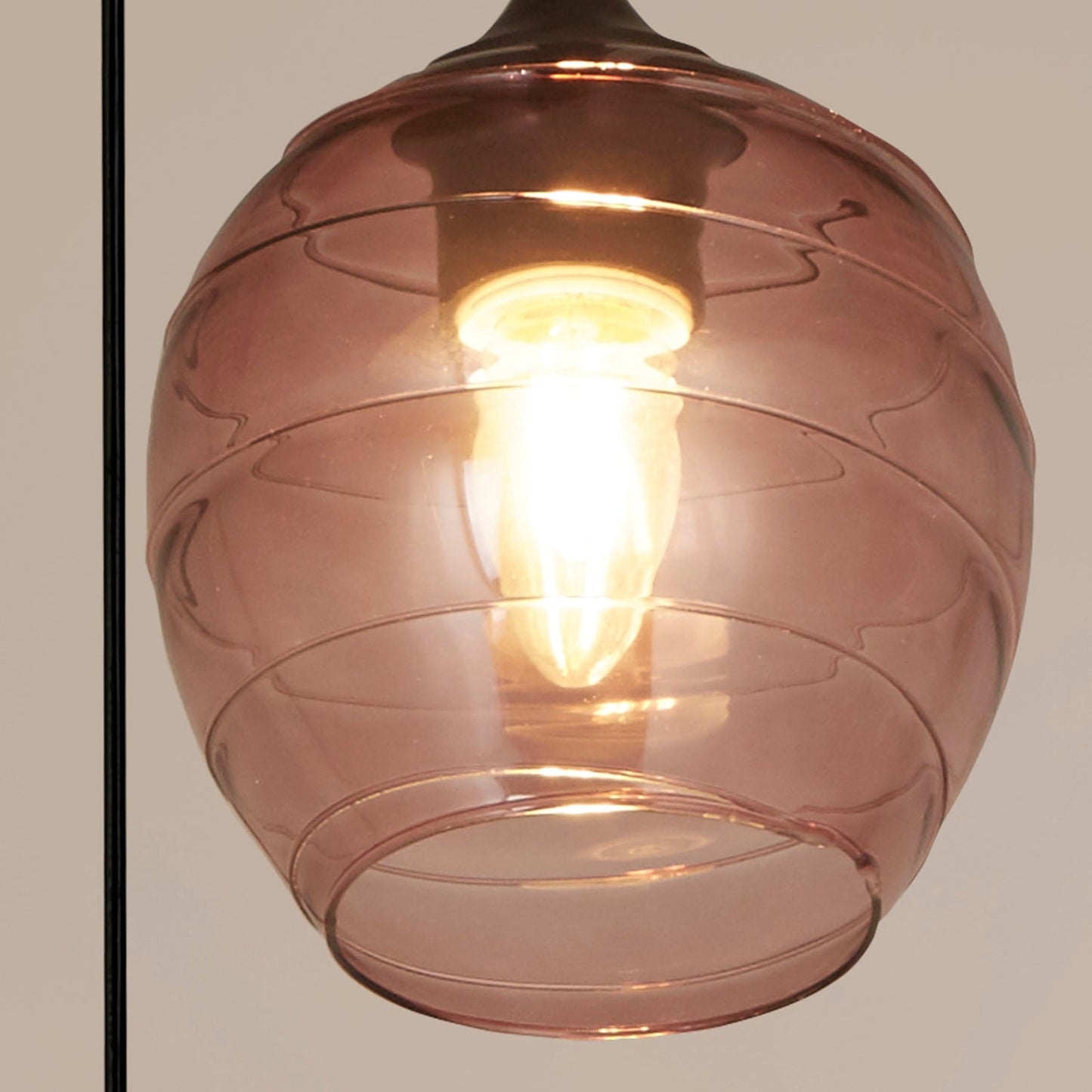 3 Light Pink Glass Pendant Ceiling Light