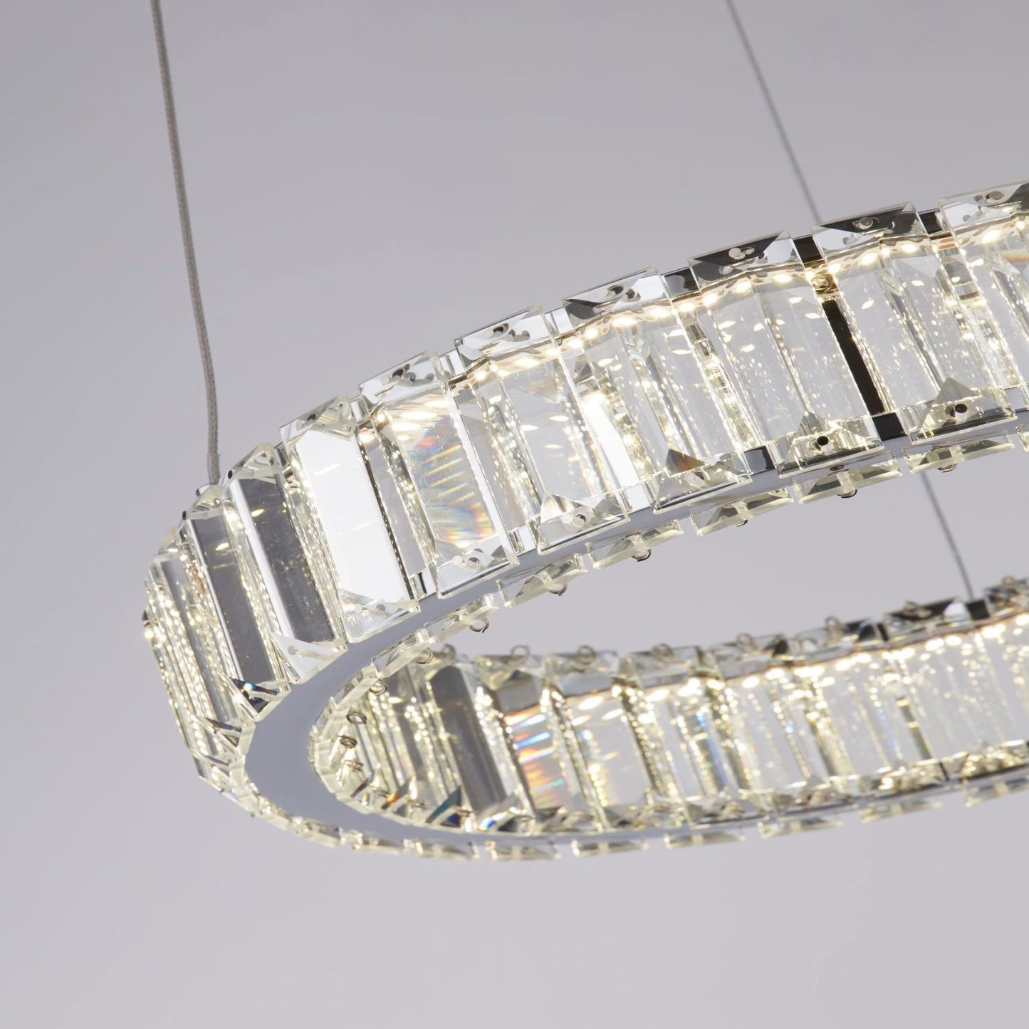 Glass Trim Chrome Pendant Ceiling Light