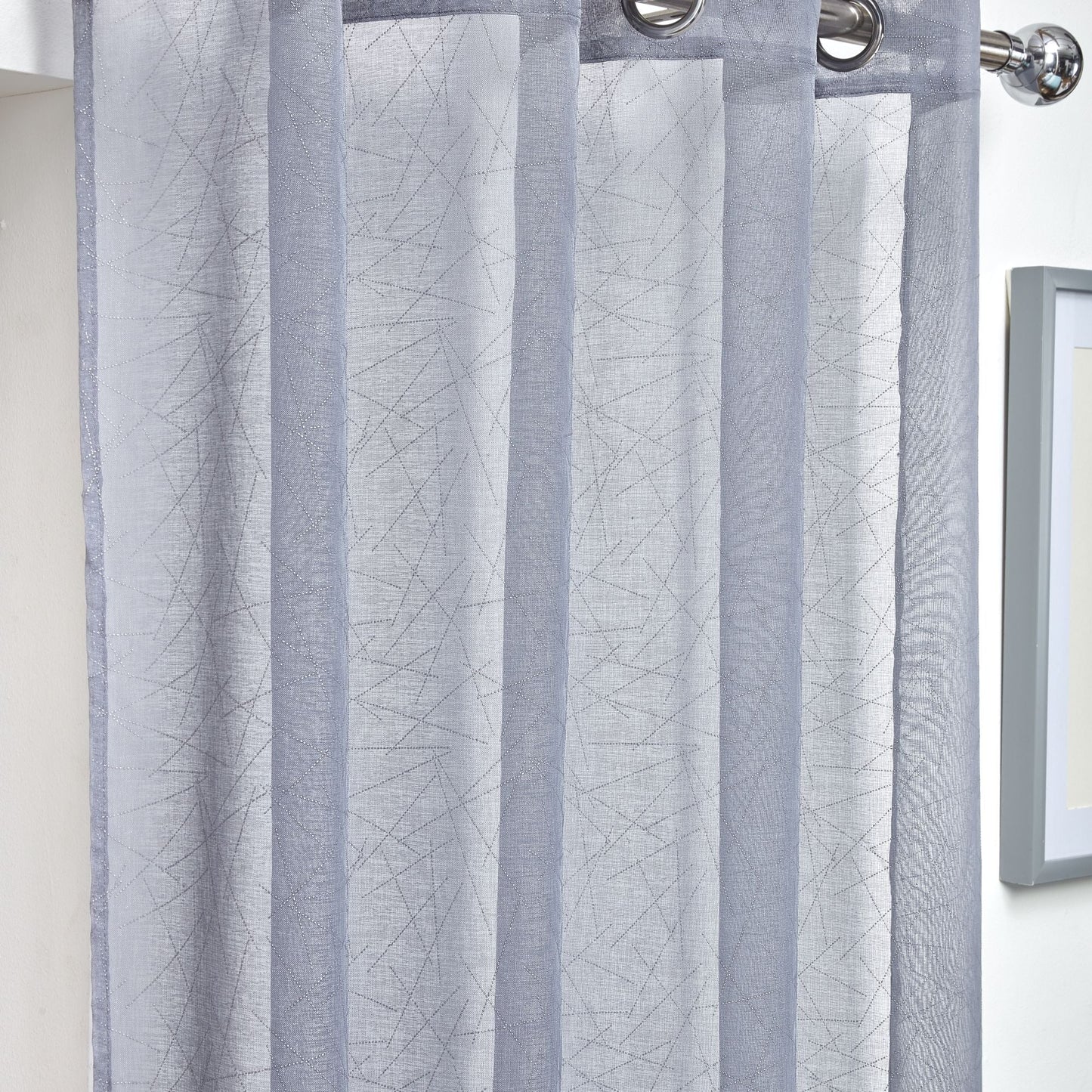 Silver Aries Eyelet Voile Curtain Panel
