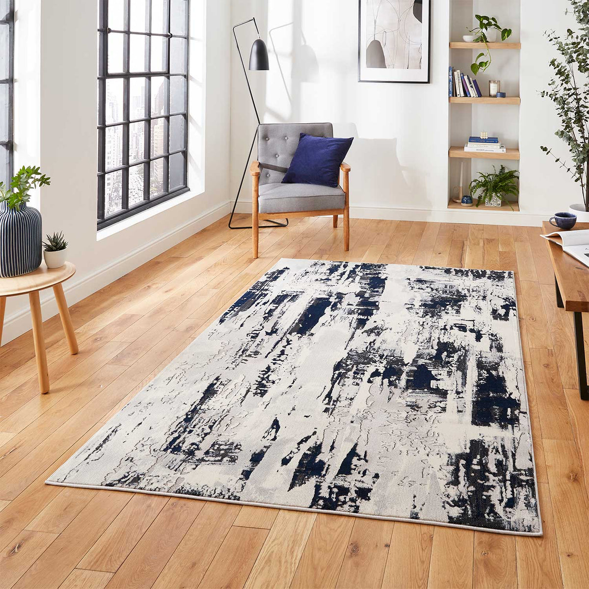 Apollo GR579 Grey Navy Rug