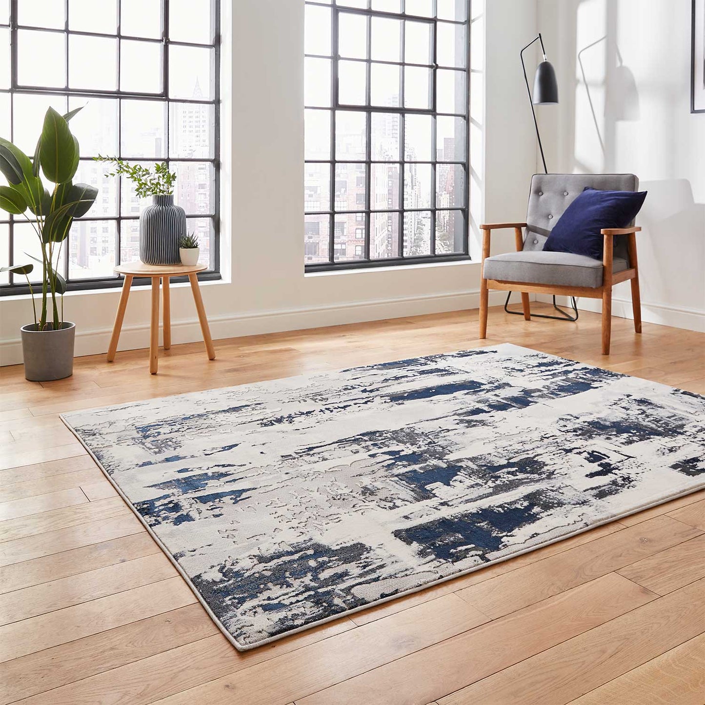 Apollo GR579 Grey/Navy Rug