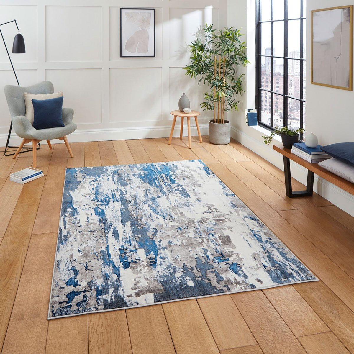 Apollo GR580 Grey Navy Rug