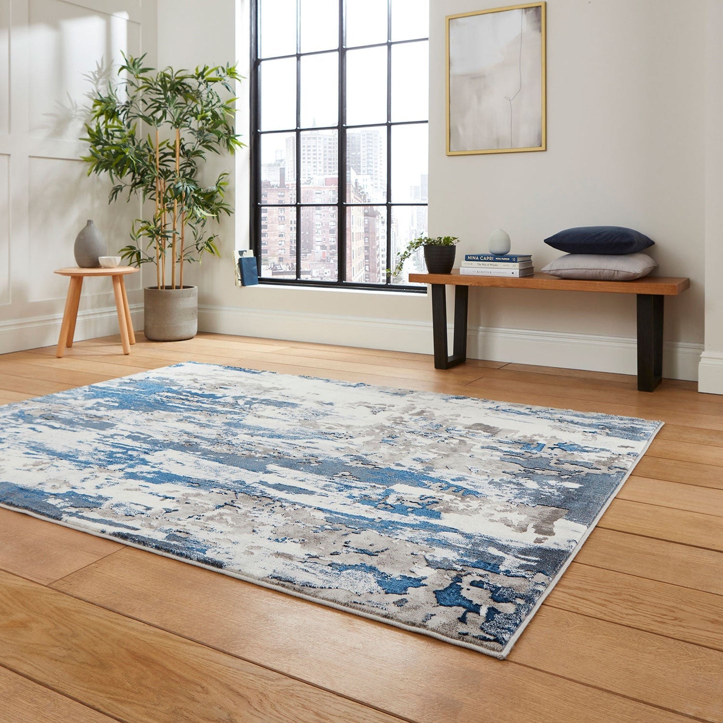 Apollo GR580 Grey/Navy Rug