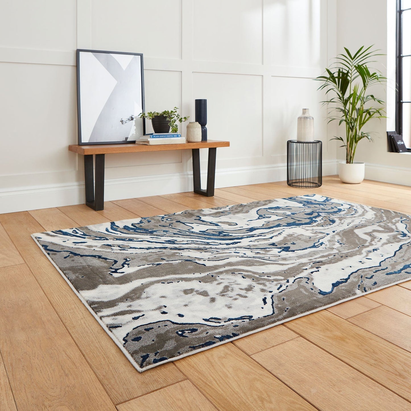 Apollo GR584 Grey/Navy Rug