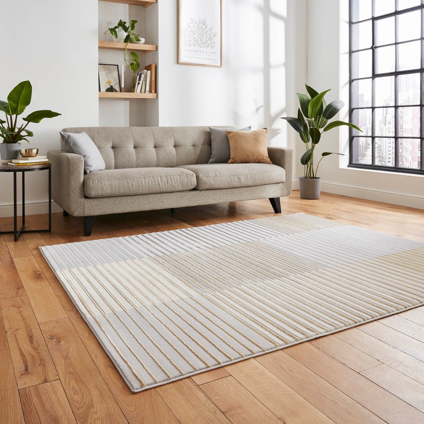 Apollo 2681 Grey/Gold Stripe Rug