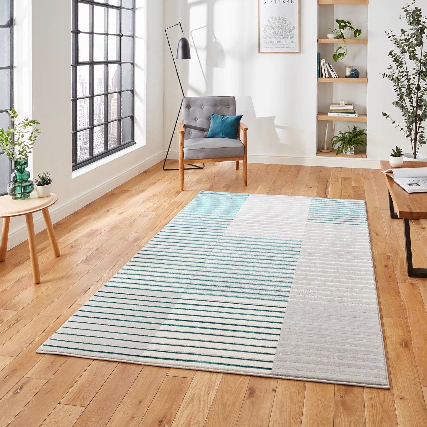 Apollo 2681 Grey/Green Stripe Rug