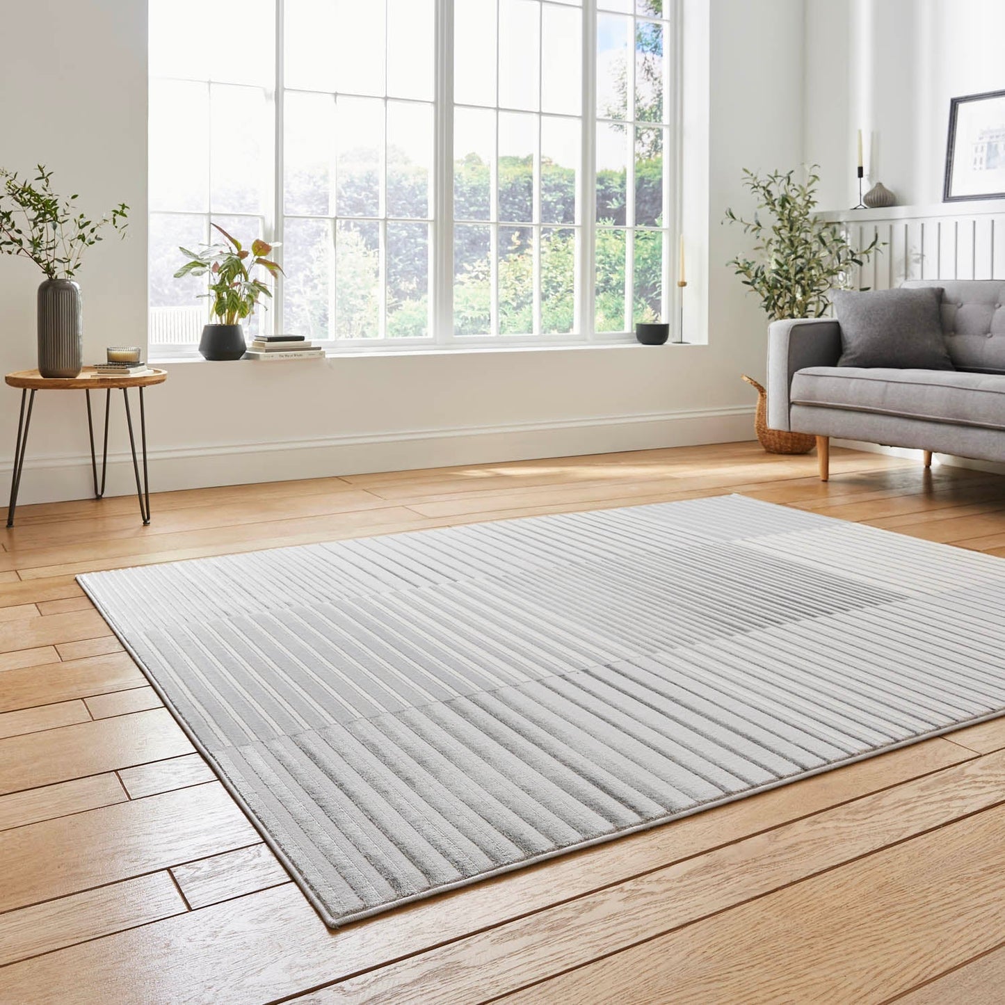 Apollo 2681 Grey/Ivory Stripe Rug