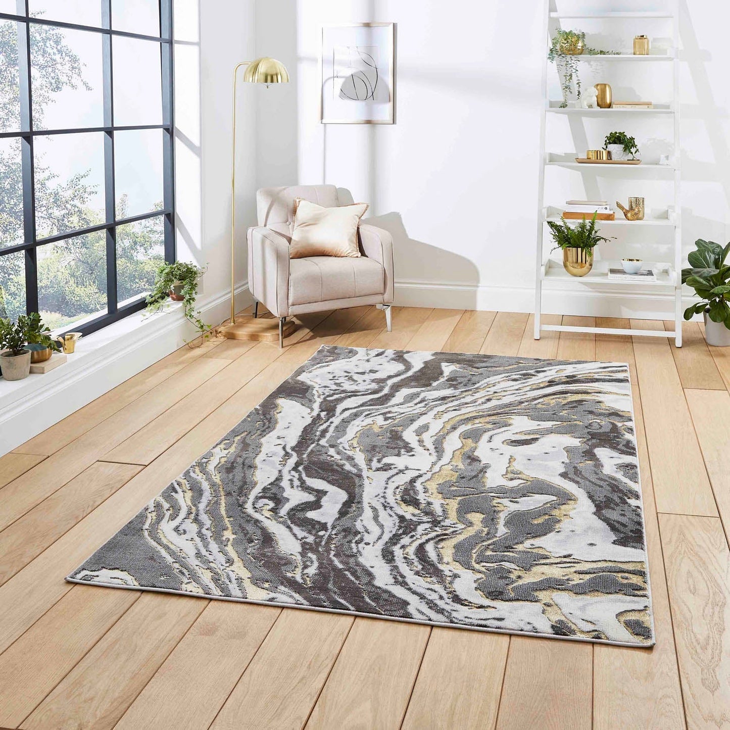 Apollo GR584 Grey/Gold Rug