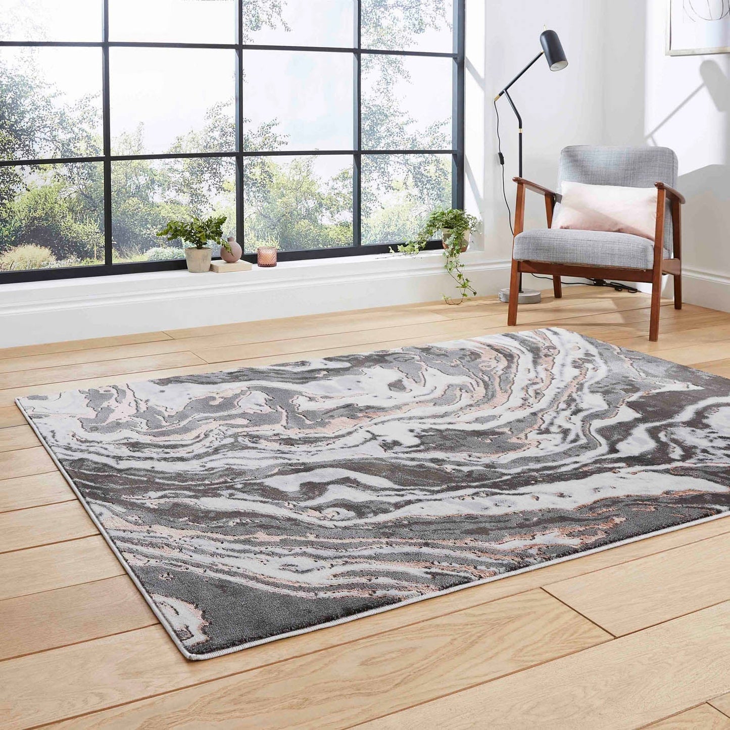 Apollo GR584 Grey/Rose Rug