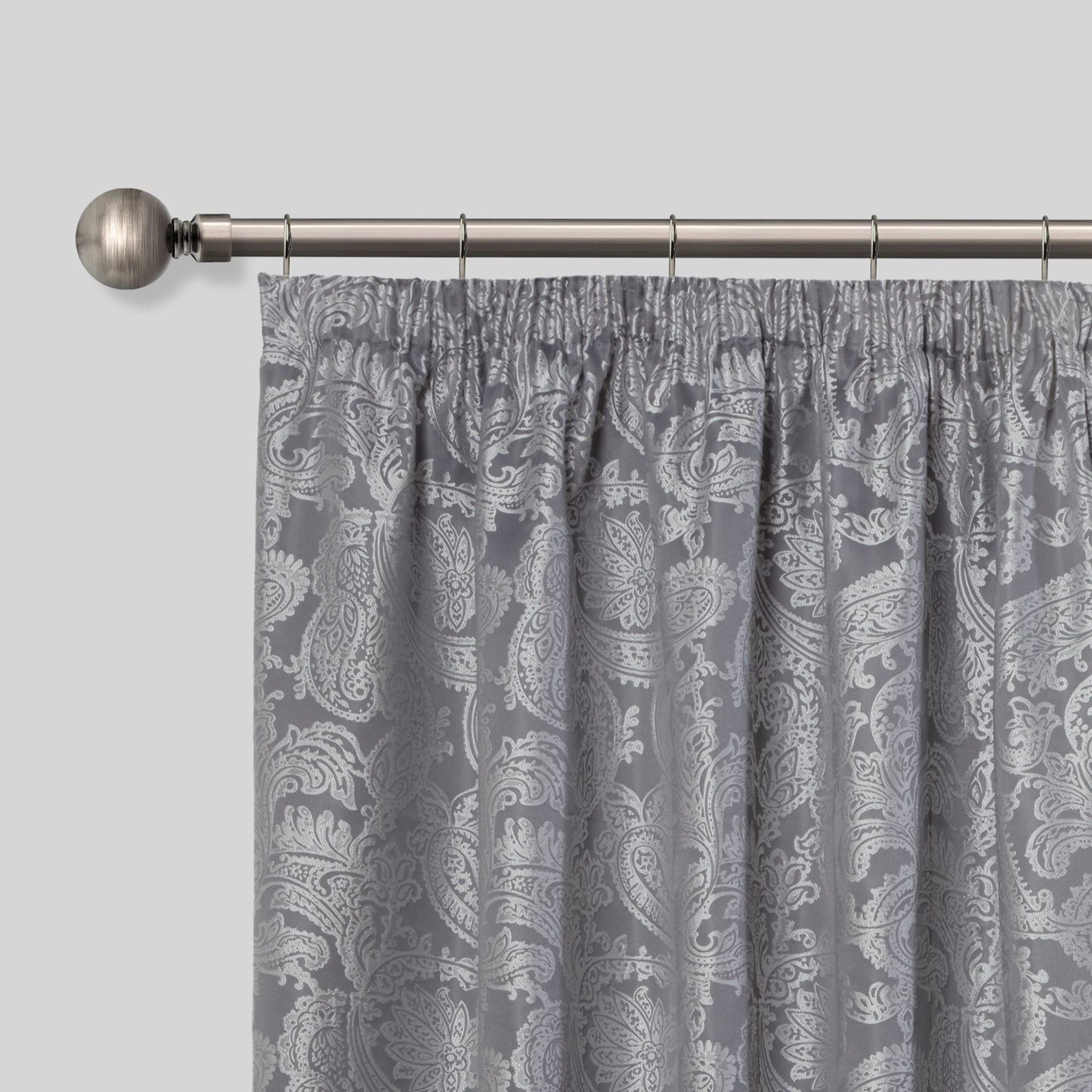 Black Silk Ball Extendable Curtain Pole with Rings