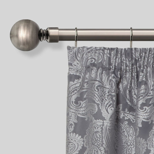 Black Silk Ball Extendable Curtain Pole with Rings