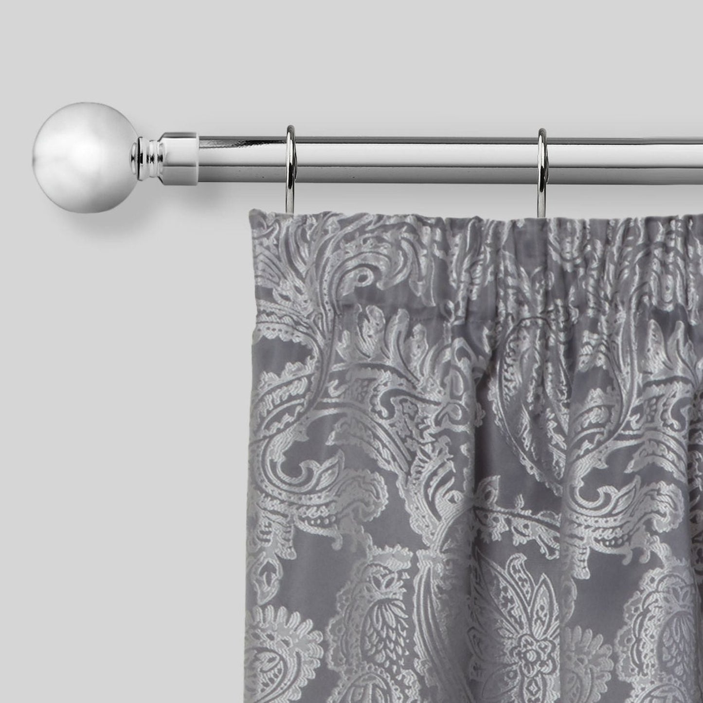 Chrome Ball Extendable Curtain Pole with Rings