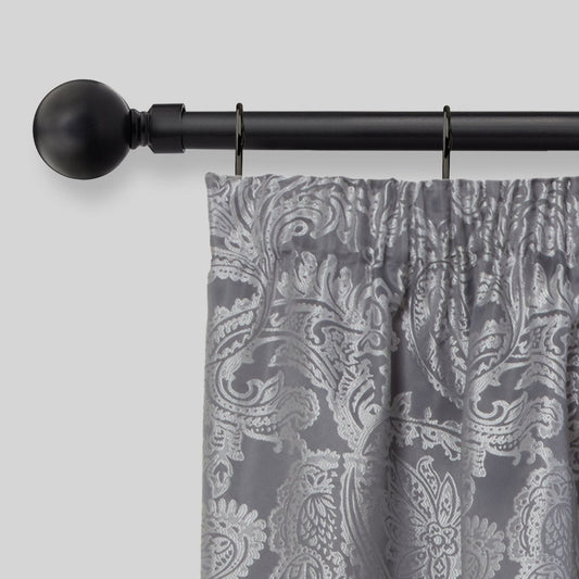 Matt Black Ball Extendable Curtain Pole with Rings