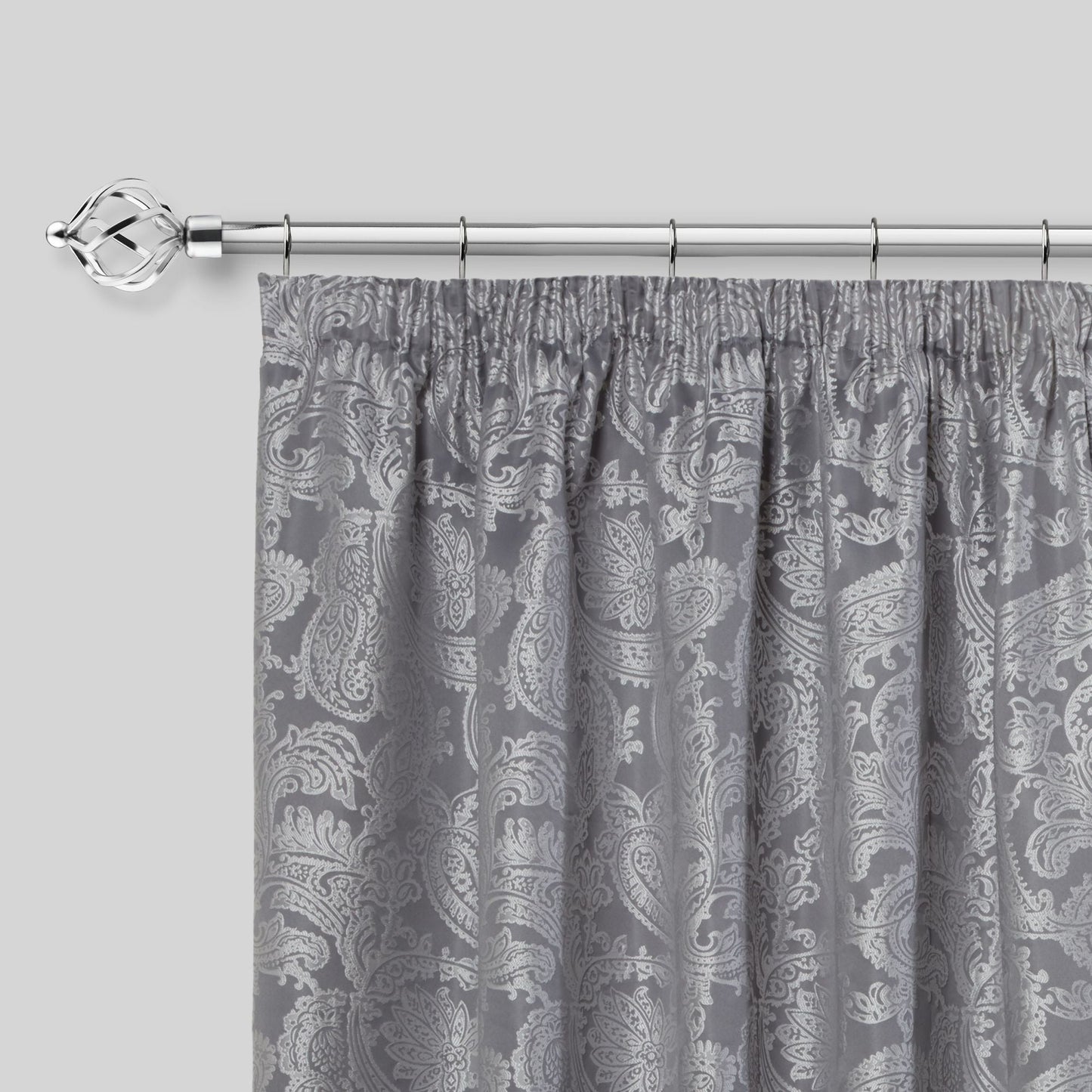 Chrome Bird Cage Extendable Curtain Pole with Rings