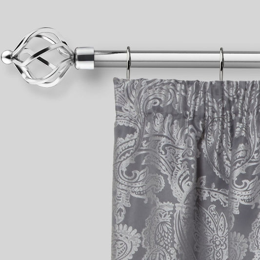 Chrome Bird Cage Extendable Curtain Pole with Rings