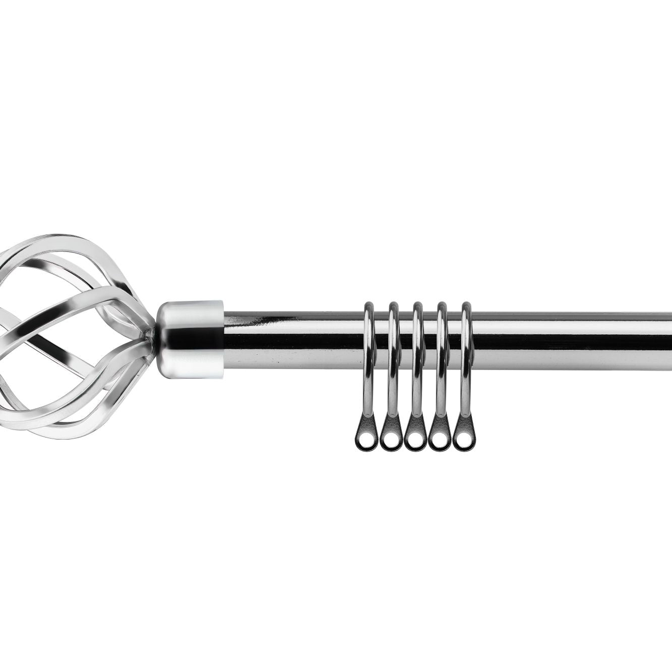 Chrome Bird Cage Extendable Curtain Pole with Rings