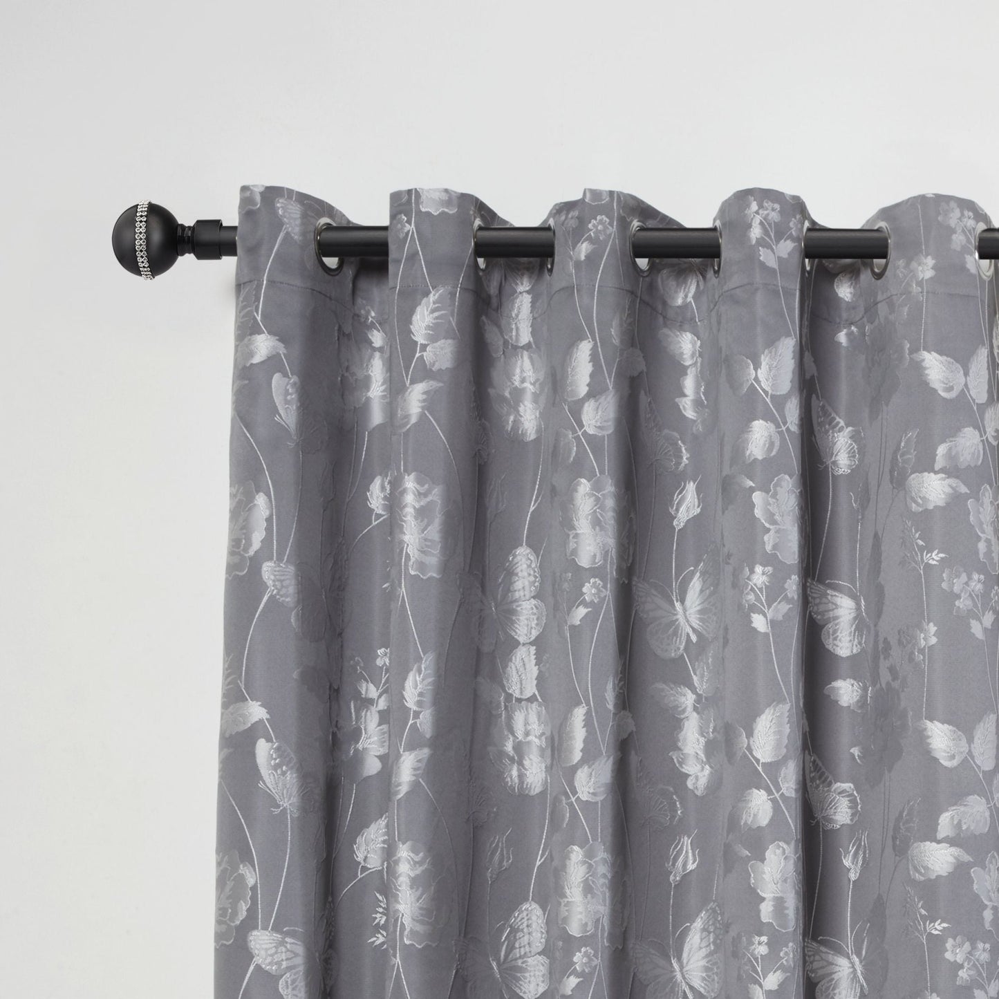 Matt Black Bling Diamond Extendable Curtain Pole