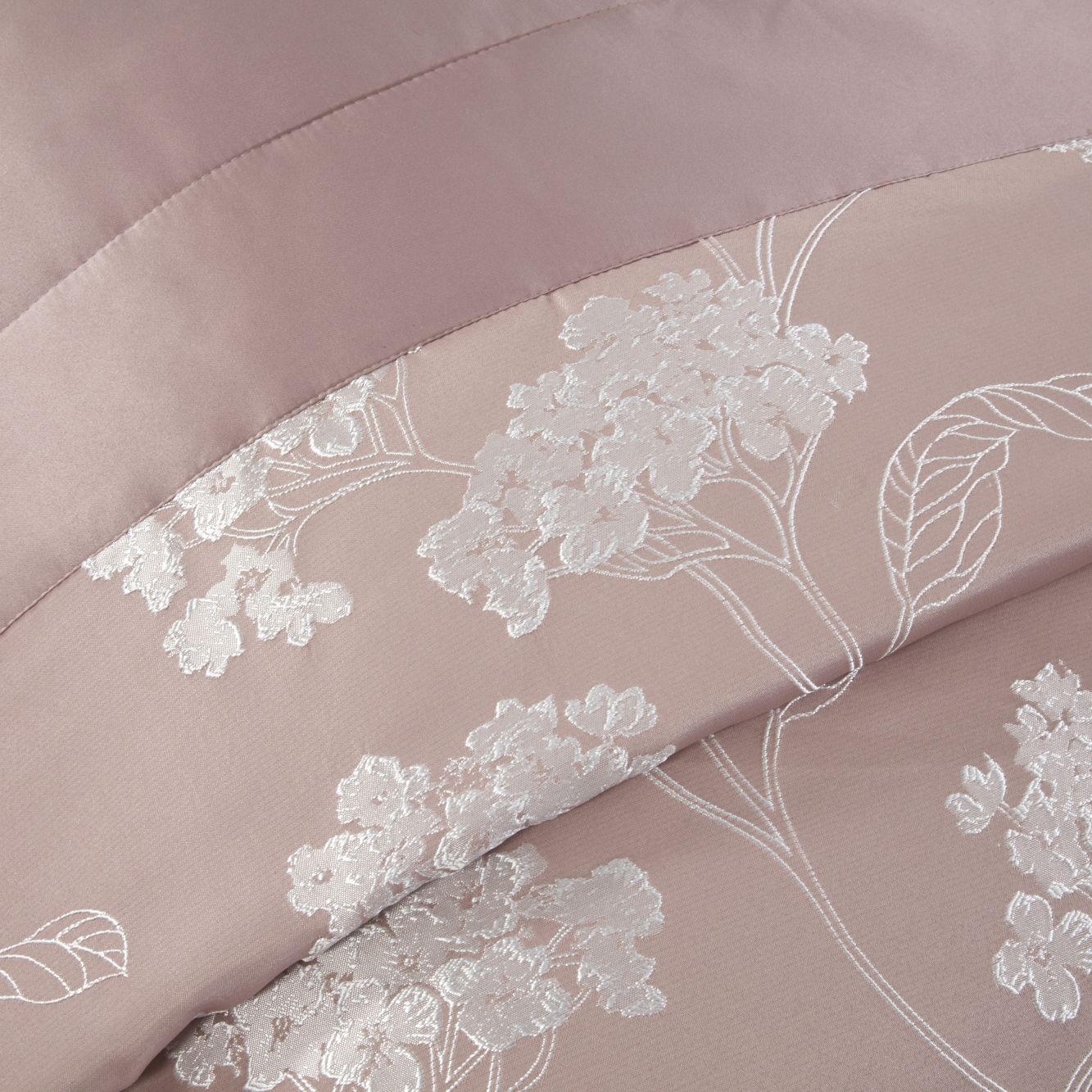 Blossom Blush Pink Embellished Jacquard Quilted Bedspread Set (220cm x 240cm)