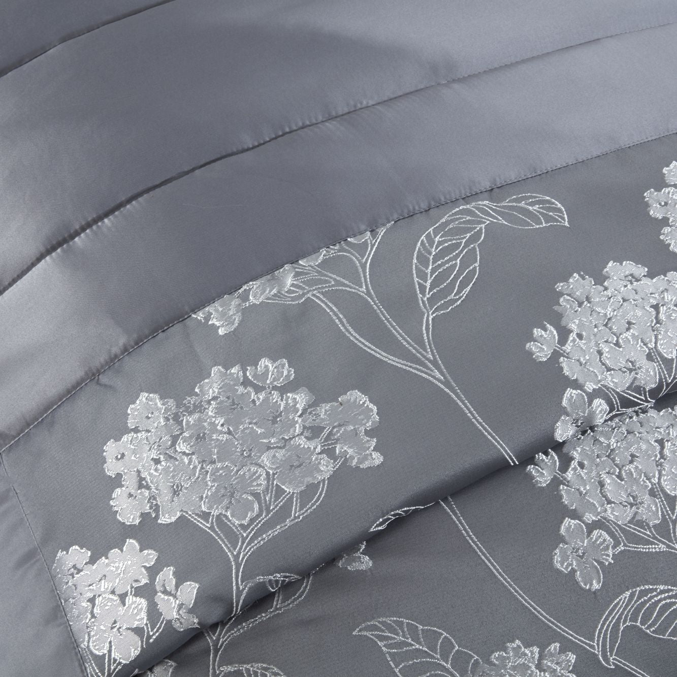Blossom Silver Embellished Jacquard Quilted Bedspread Set