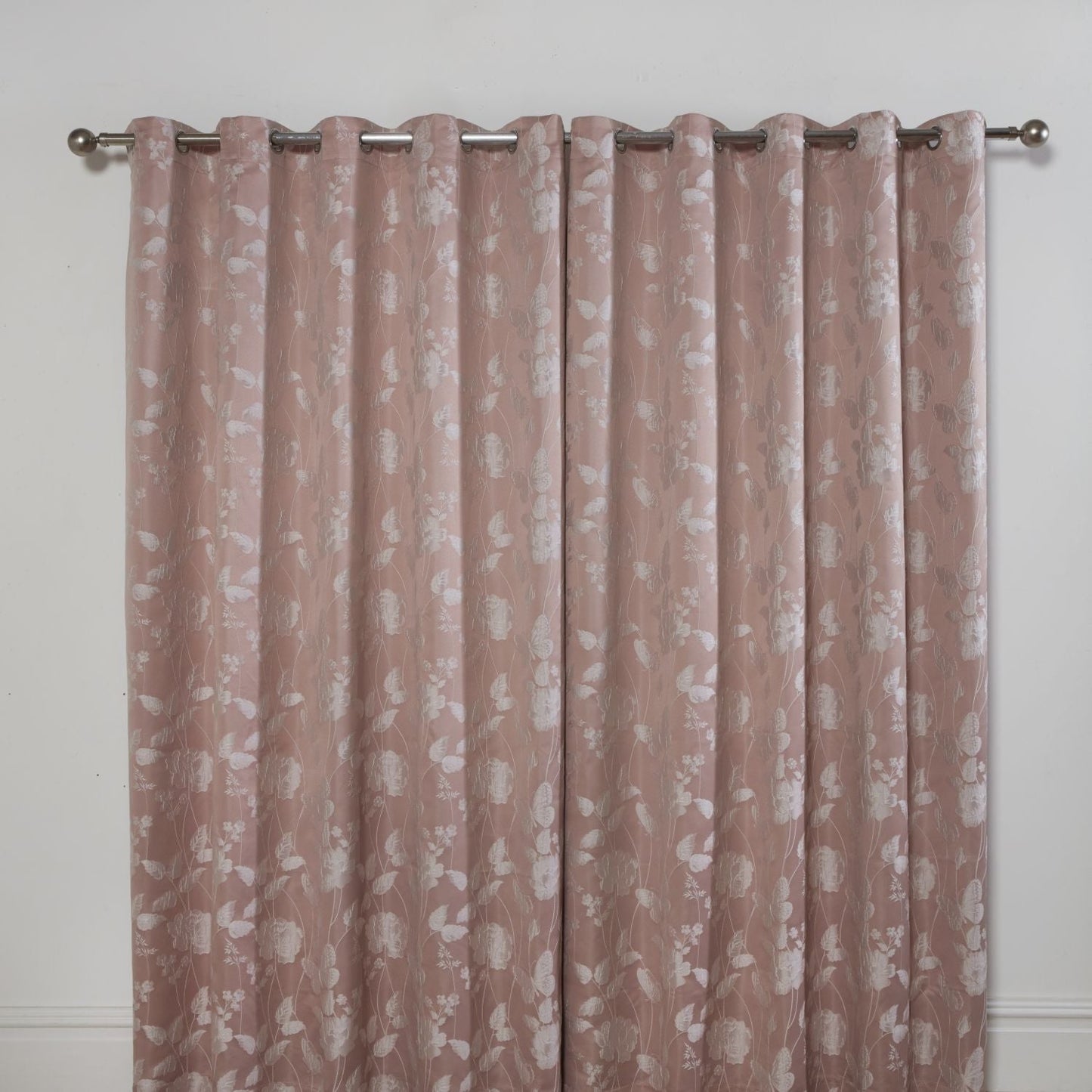 Butterfly Meadow Blush Pink Lined Eyelet Jacquard Curtains