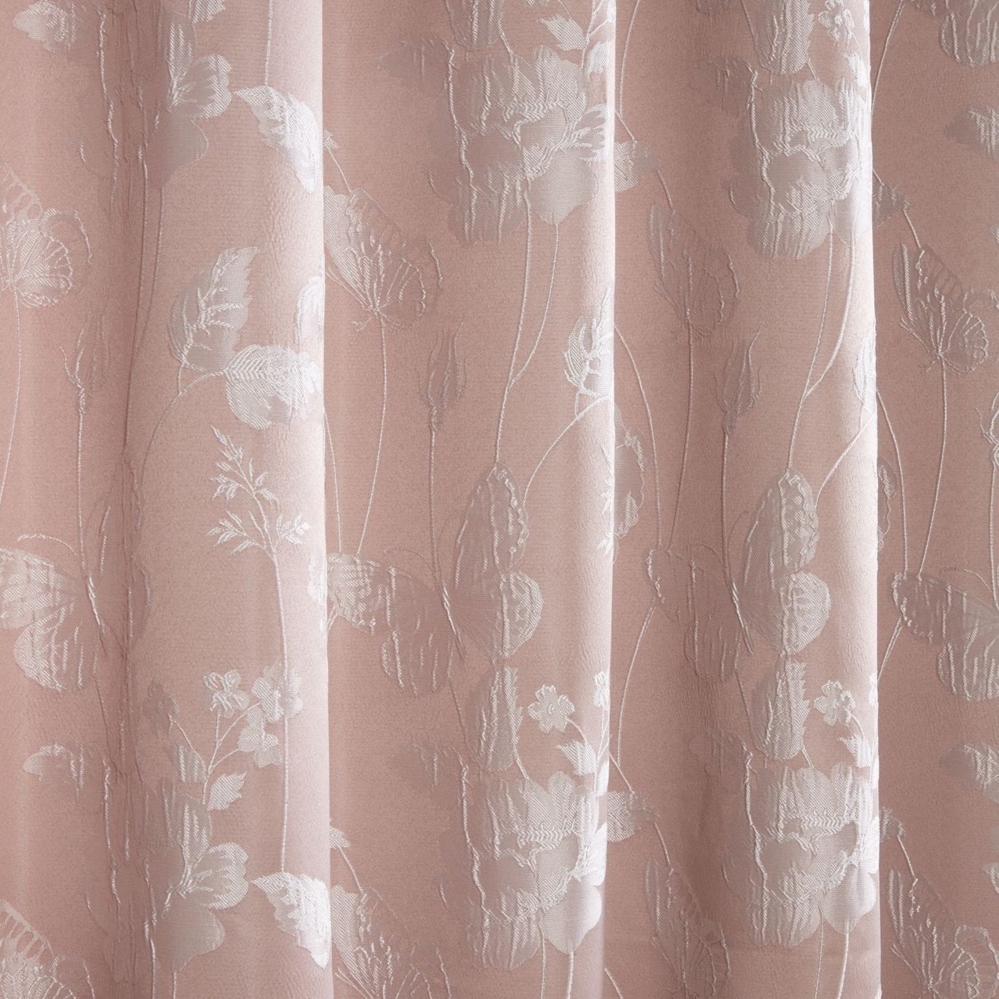 Butterfly Meadow Blush Pink Lined Eyelet Jacquard Curtains
