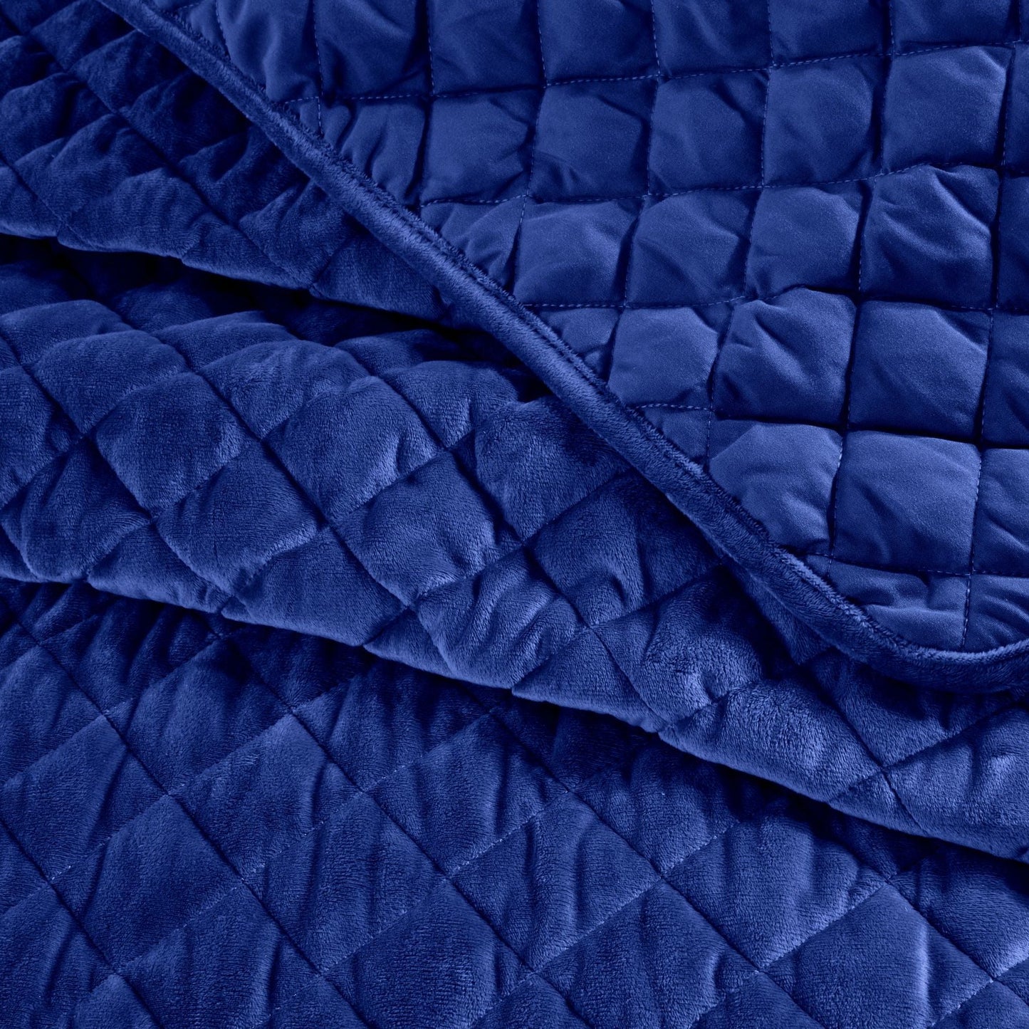 Regent Navy Quilted Soft Touch Velvet Bedspread Set