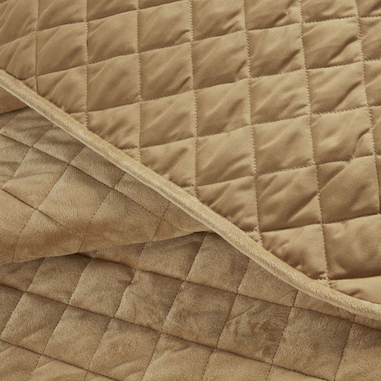 Regent Ochre Quilted Soft Touch Velvet Bedspread Set