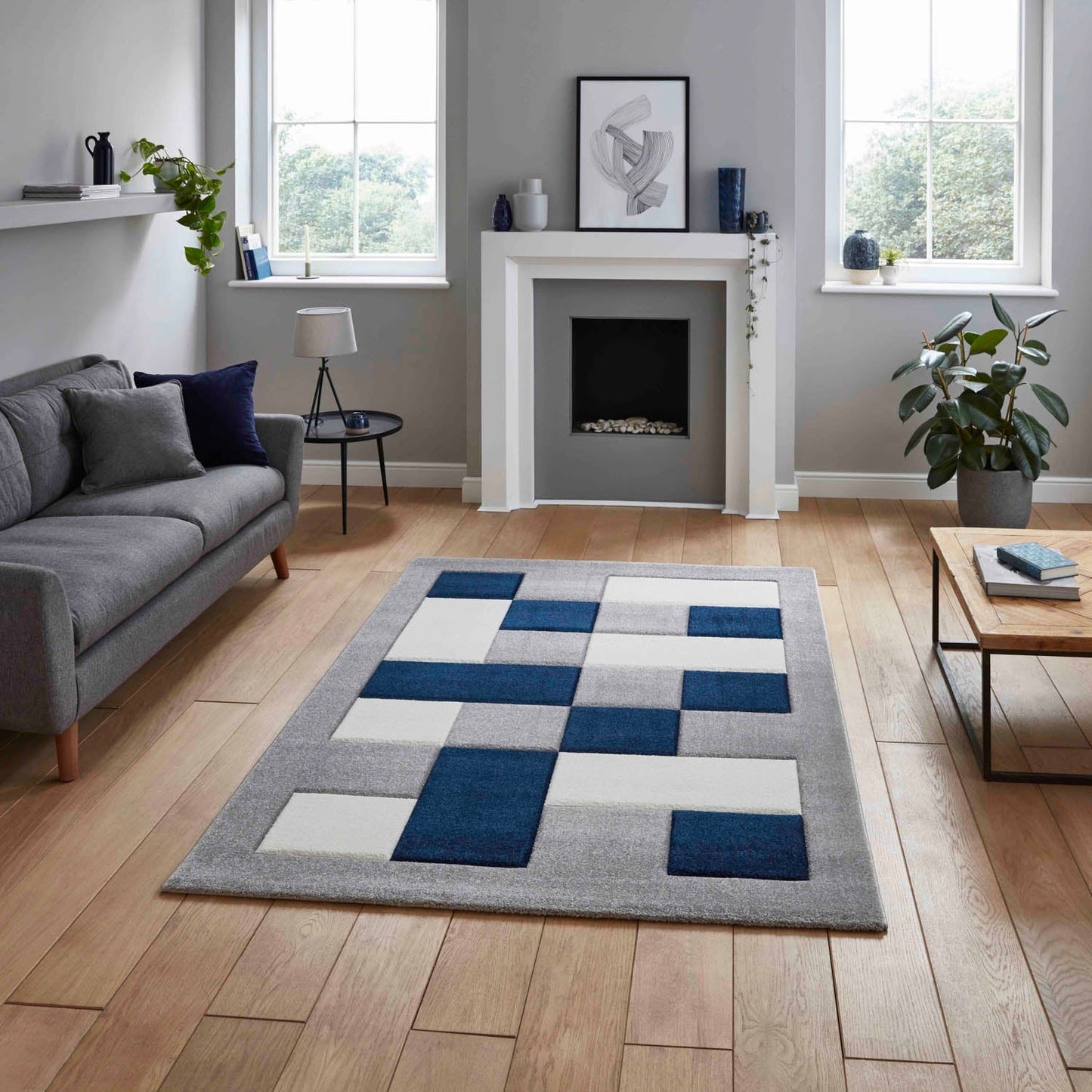 Brooklyn BRK04 Grey/Navy Rug