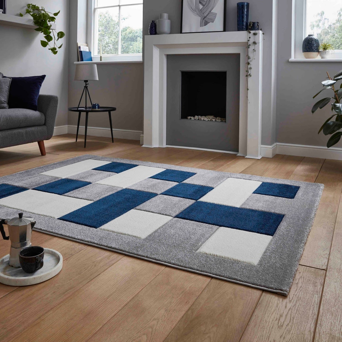 Brooklyn BRK04 Grey/Navy Rug