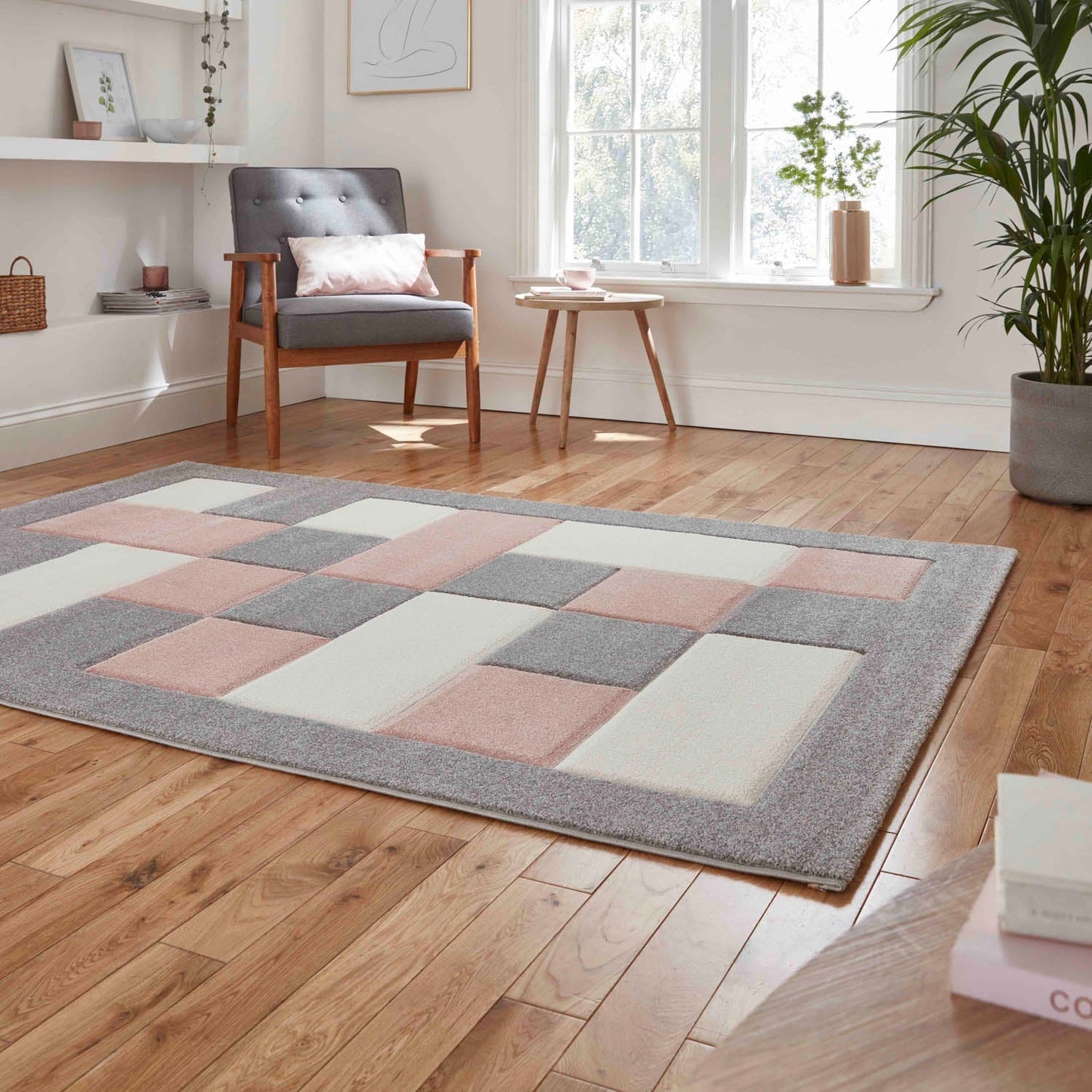 Brooklyn BRK04 Grey/Rose Rug