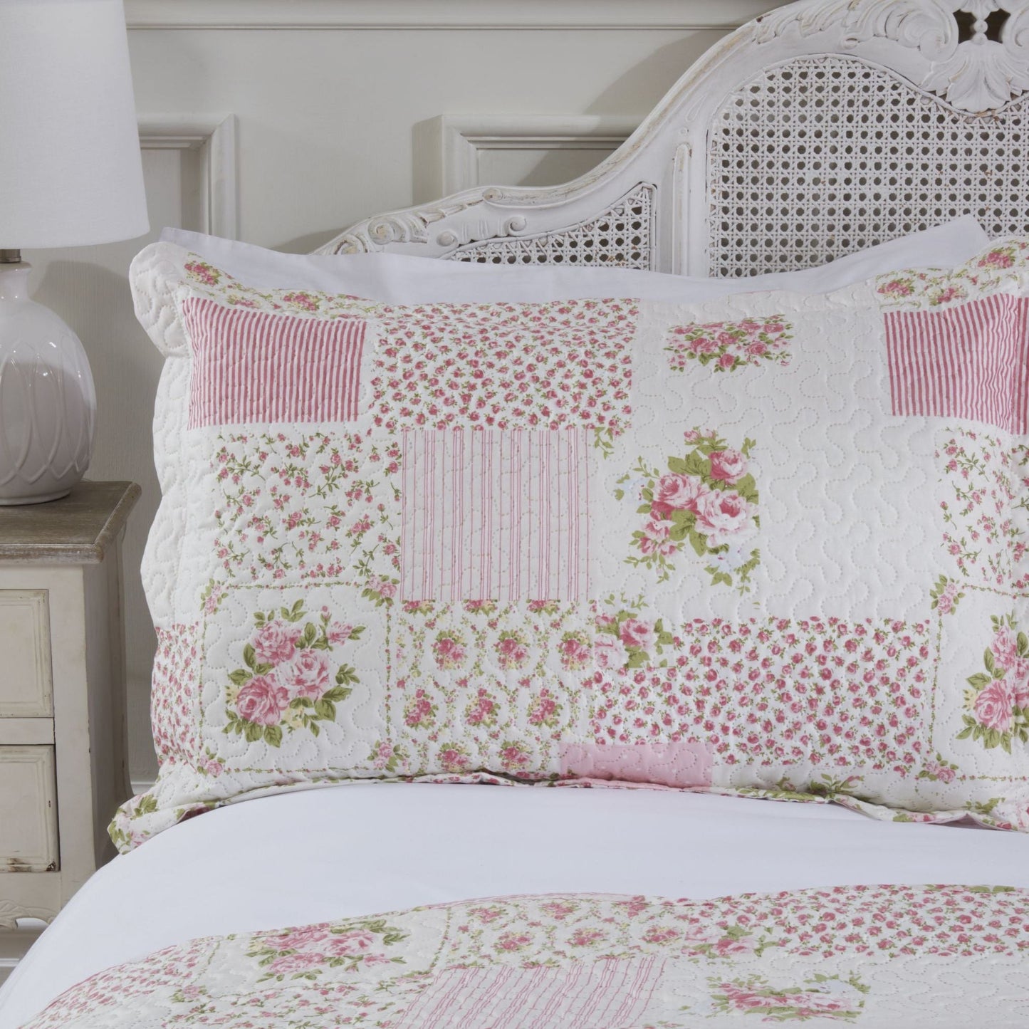 Pink Cotswold Quilted Patchwork Bedspread Set