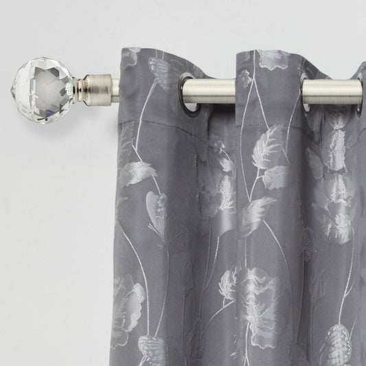 Brushed Silver Crystal Extendable Curtain Pole