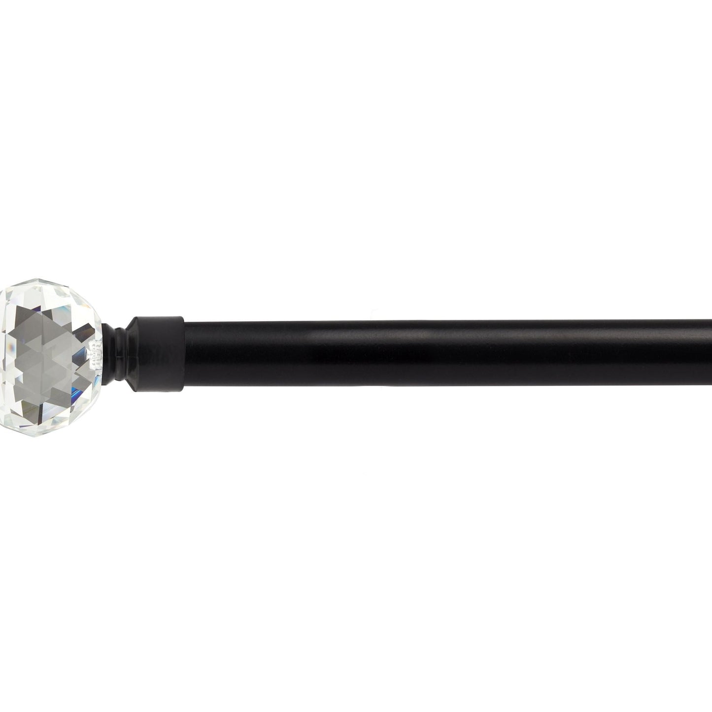 Matt Black Crystal Extendable Curtain Pole