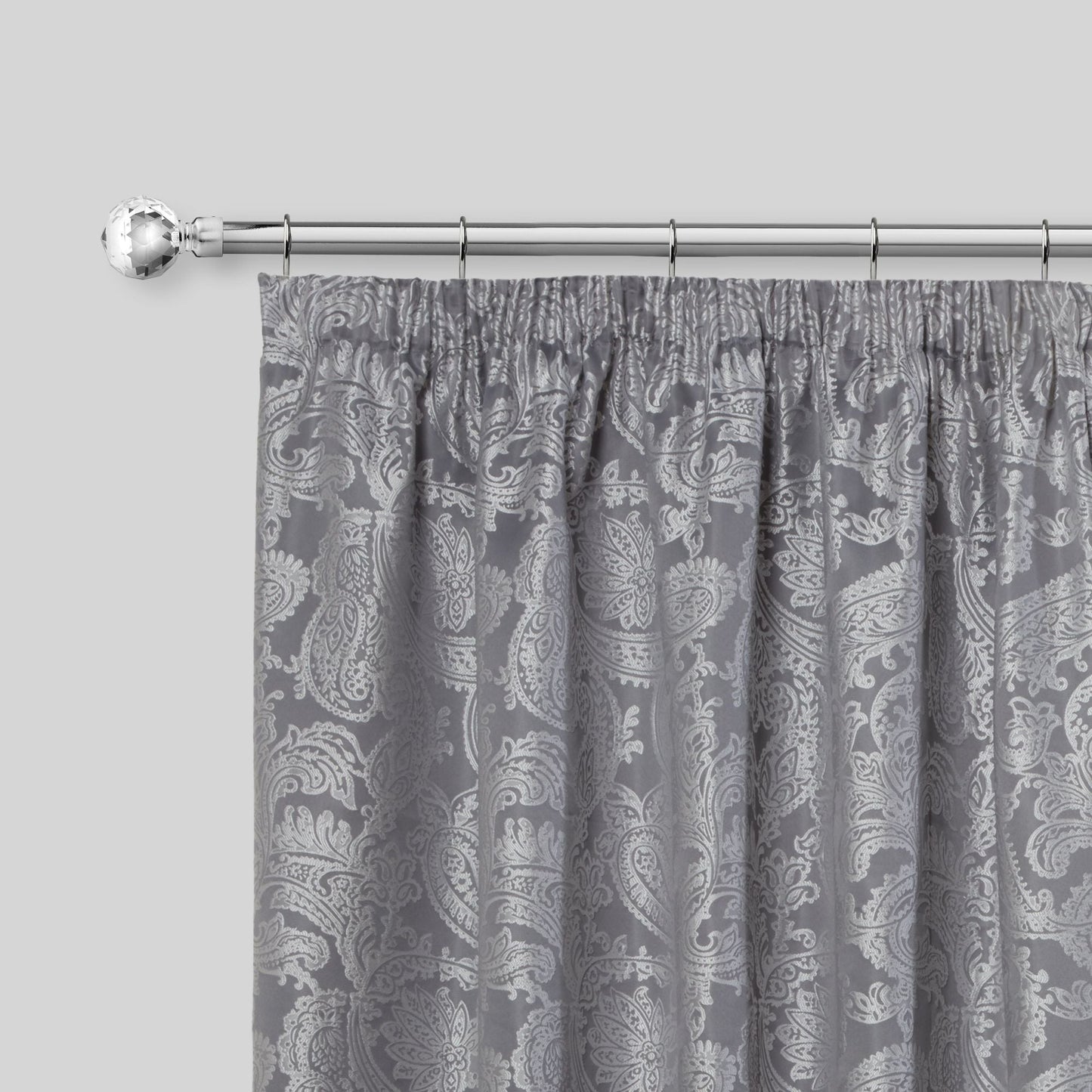 Chrome Crystal Extendable Curtain Pole with Rings