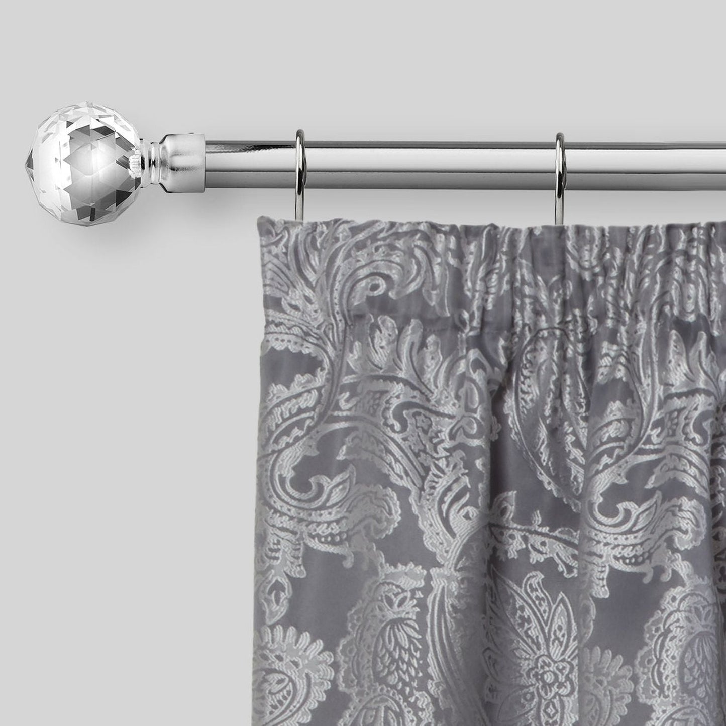 Chrome Crystal Extendable Curtain Pole with Rings