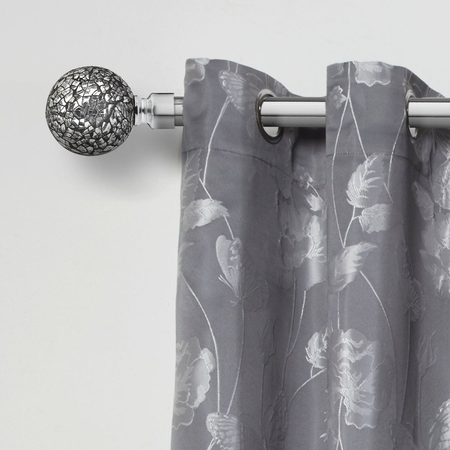 Chrome Cut Glass Extendable Curtain Pole