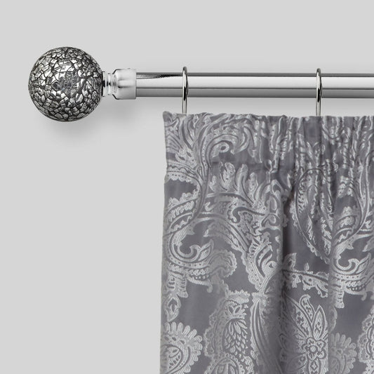 Chrome Cut Glass Extendable Curtain Pole with Rings